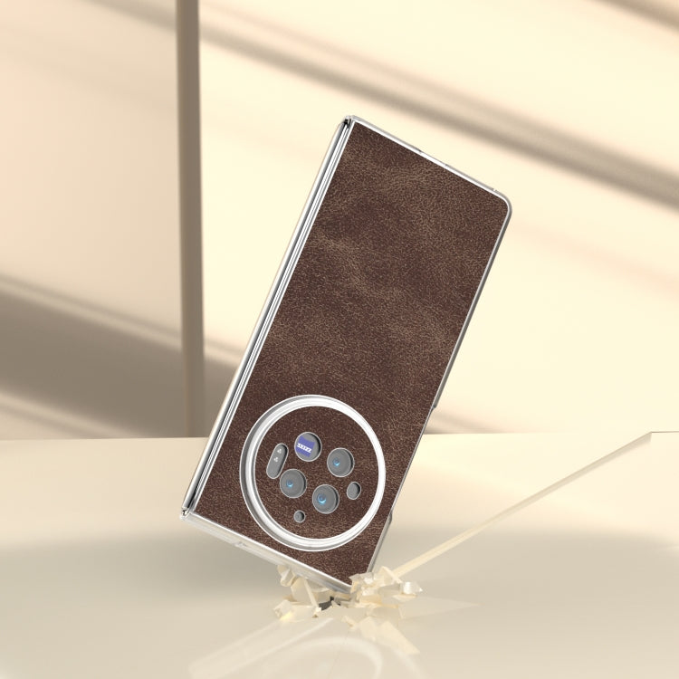 For vivo X Fold3 PU Leather Frosted Transparent Edge Phone Case