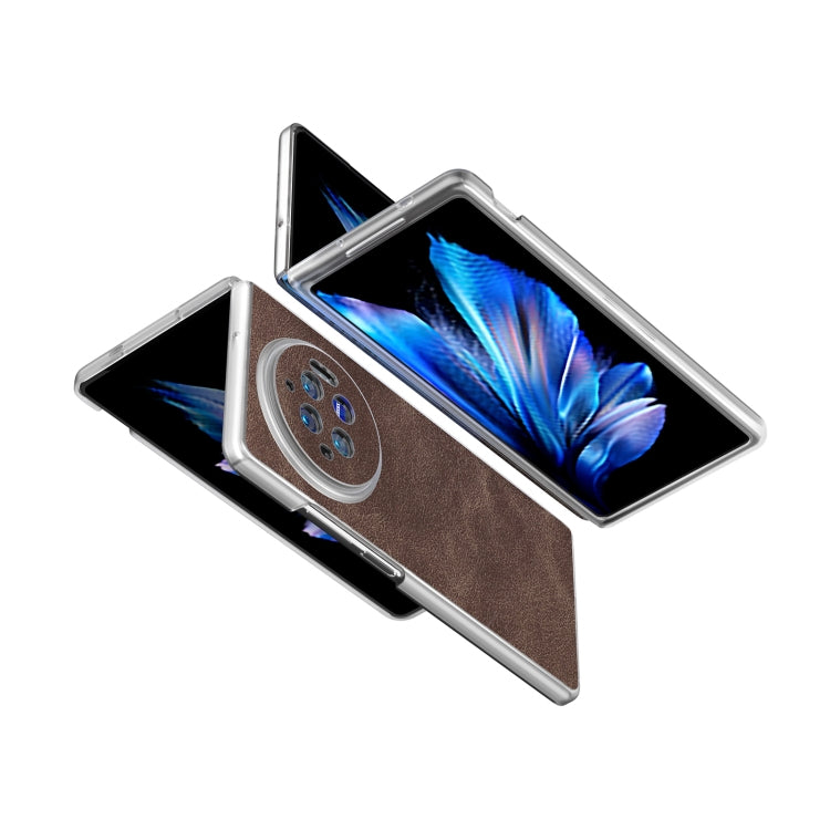 For vivo X Fold3 PU Leather Frosted Transparent Edge Phone Case