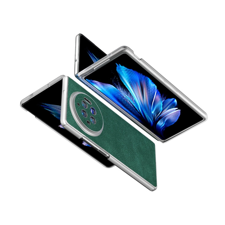 For vivo X Fold3 PU Leather Frosted Transparent Edge Phone Case