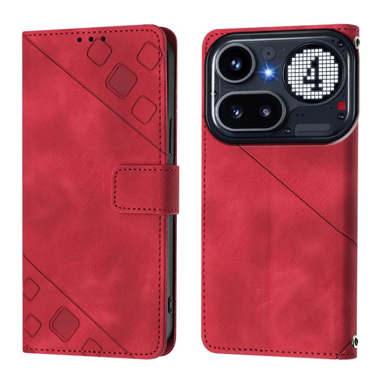 For Nothing Phone 4a Pro Skin-feel Embossed Leather Phone Case