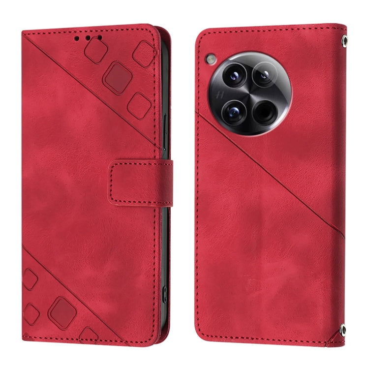 For OnePlus 12 5G Global Skin-feel Embossed Leather Phone Case