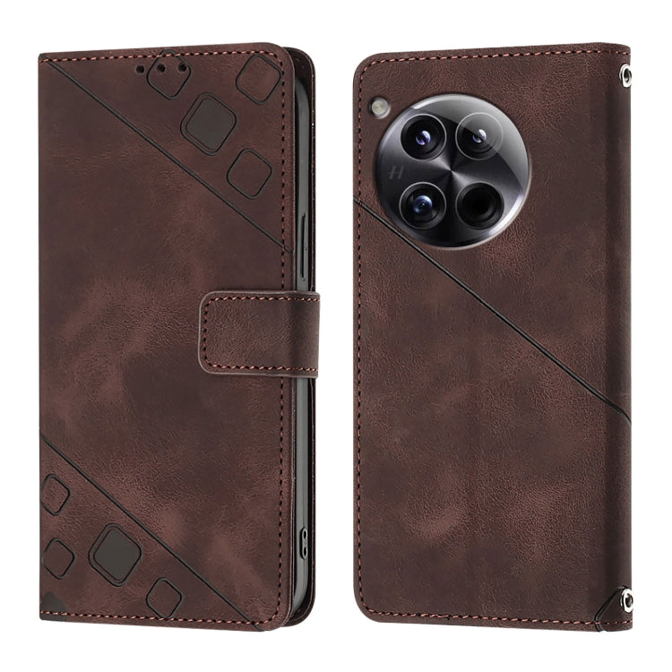 For OnePlus 12 5G Global Skin-feel Embossed Leather Phone Case