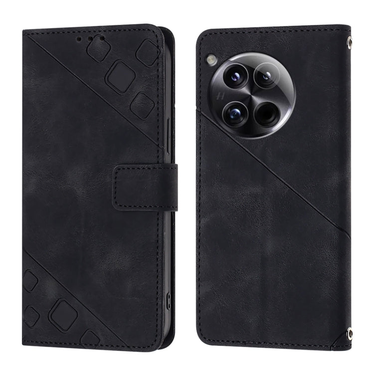 For OnePlus 12 5G Global Skin-feel Embossed Leather Phone Case