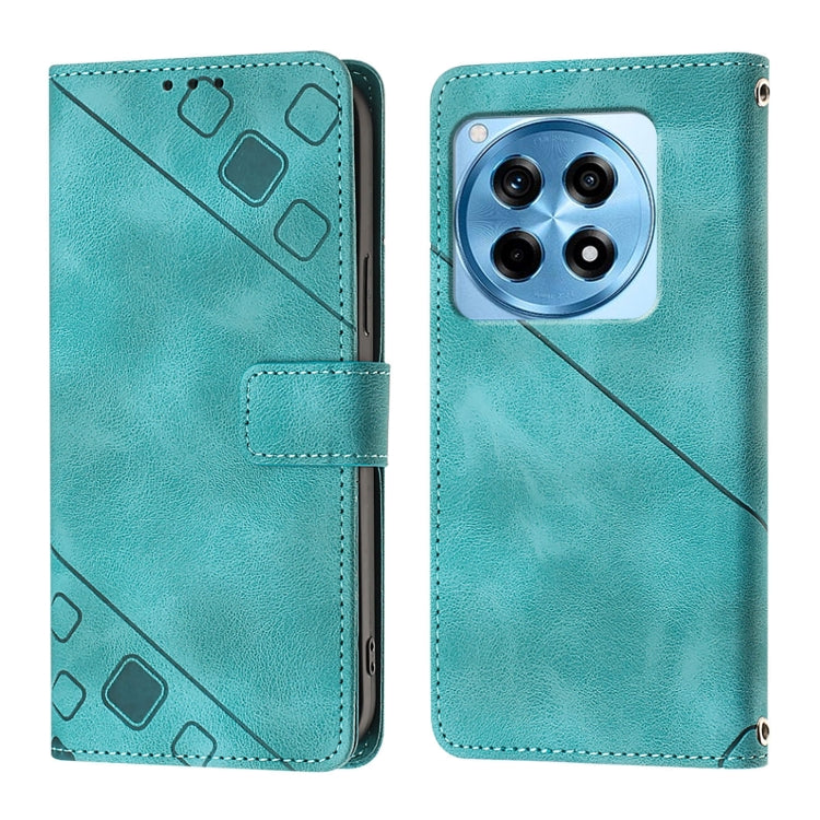 For OnePlus 12R 5G Global Skin-feel Embossed Leather Phone Case