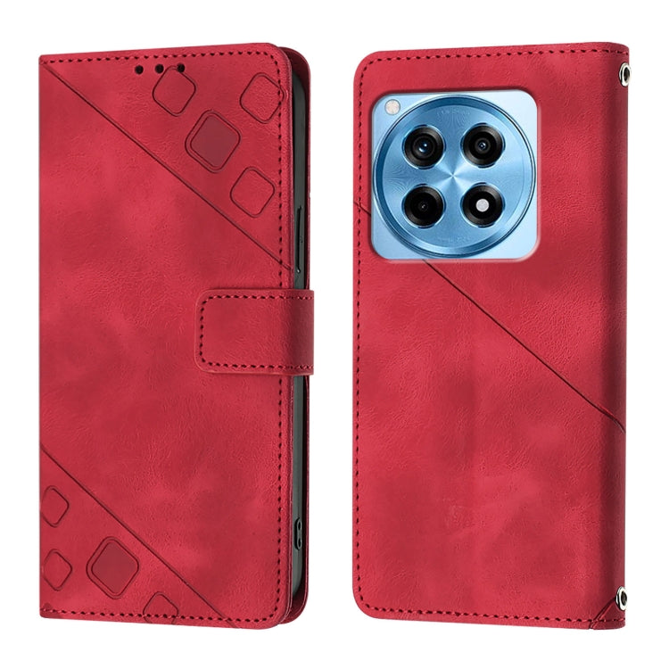 For OnePlus 12R 5G Global Skin-feel Embossed Leather Phone Case
