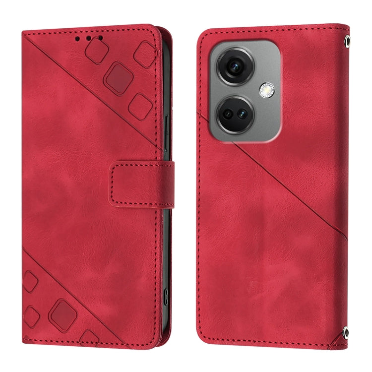 For OnePlus Nord CE3 5G India Skin-feel Embossed Leather Phone Case