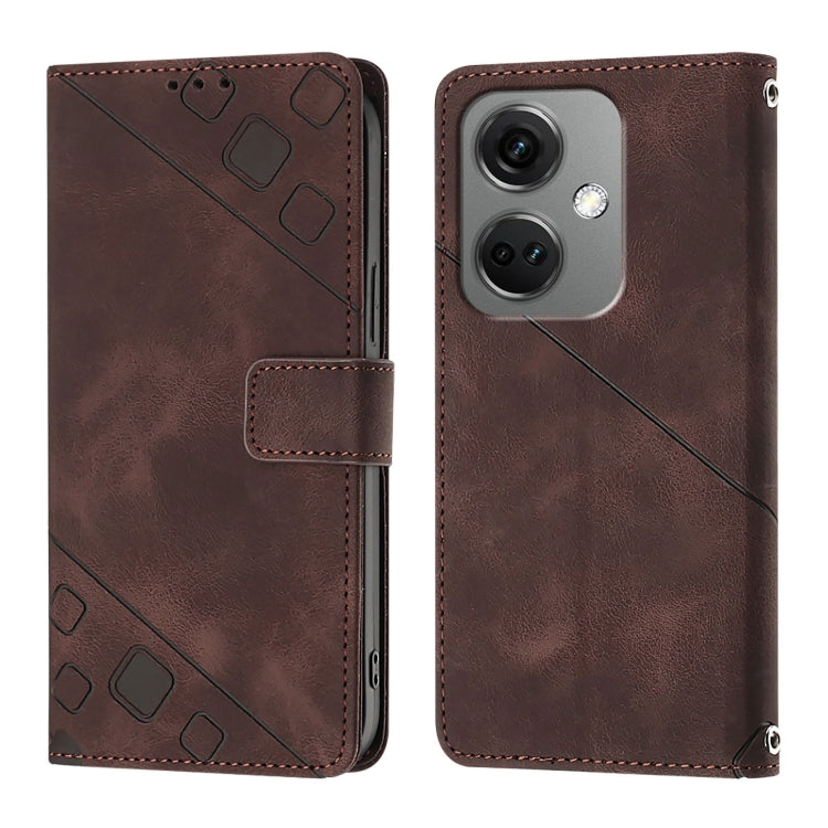 For OnePlus Nord CE3 5G India Skin-feel Embossed Leather Phone Case