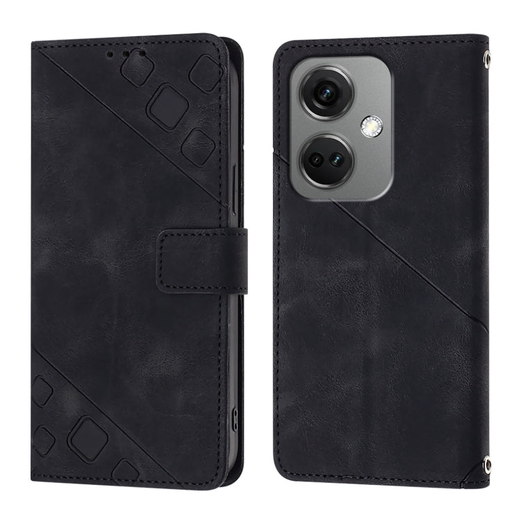 For OnePlus Nord CE3 5G India Skin-feel Embossed Leather Phone Case