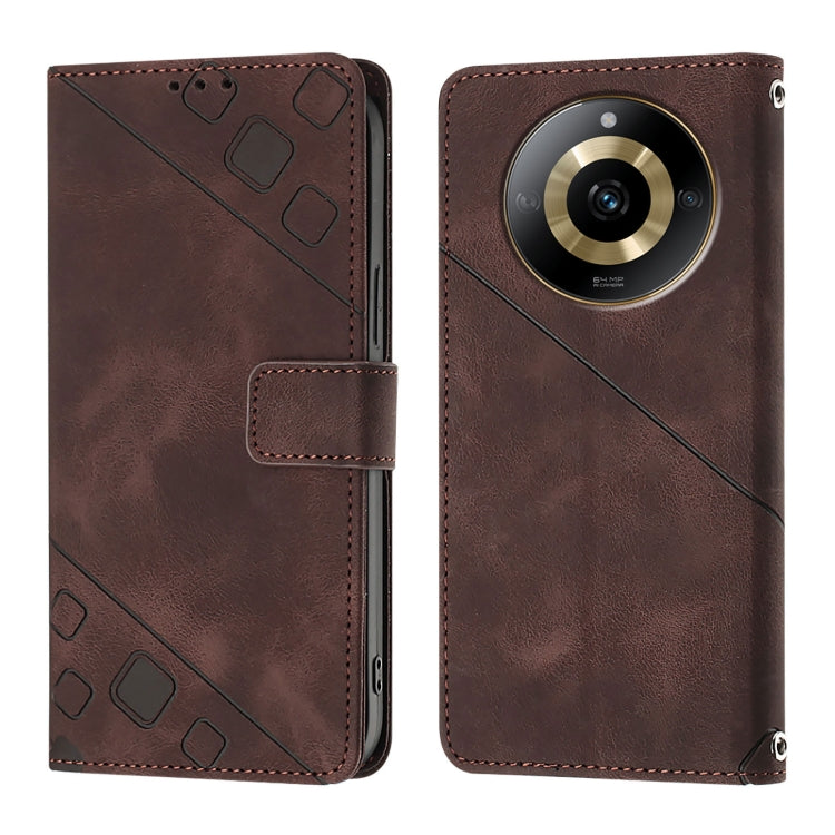 For Realme 11 4G Global Skin-feel Embossed Leather Phone Case