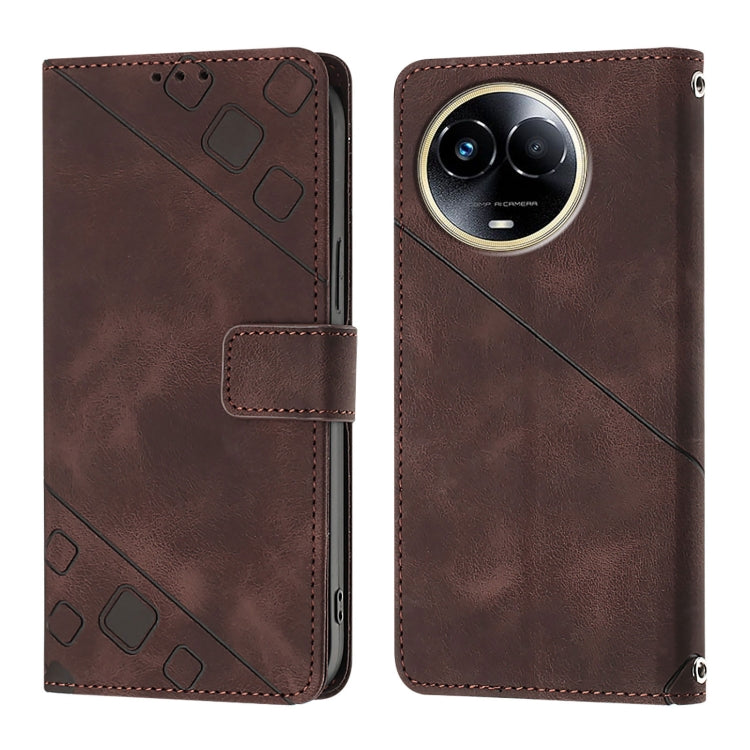 For Realme C67 5G India / Narzo 60x 5G Global Skin-feel Embossed Leather Phone Case