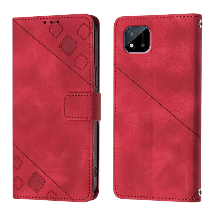For Realme C20 / C11 2021 / C21 Skin-feel Embossed Leather Phone Case