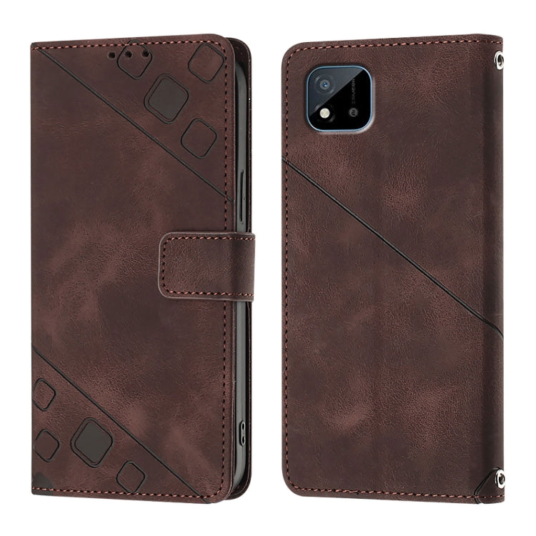 For Realme C20 / C11 2021 / C21 Skin-feel Embossed Leather Phone Case