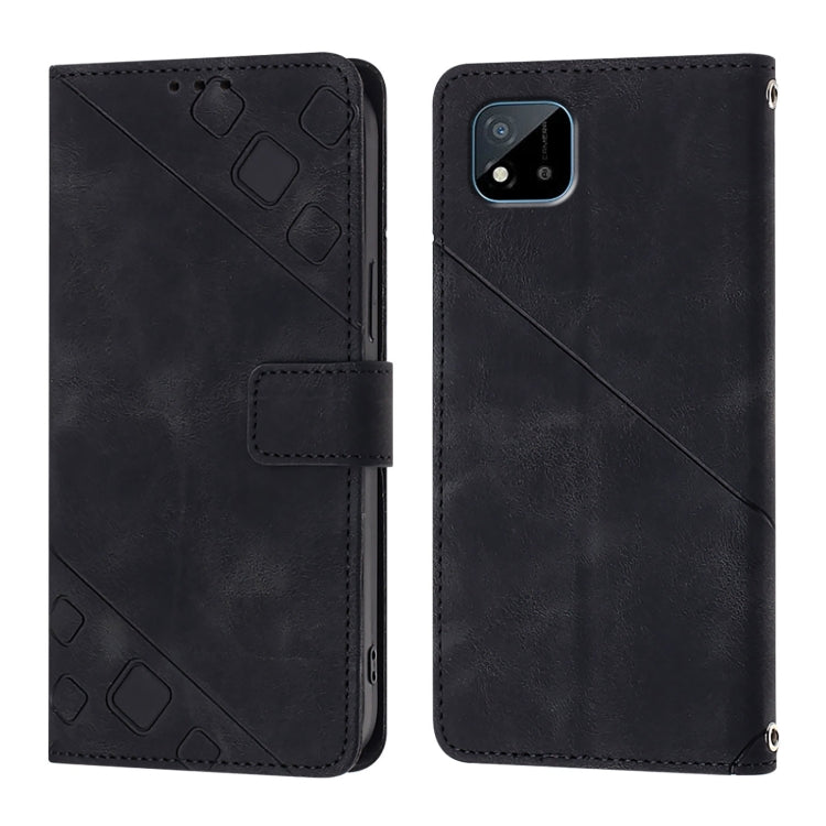 For Realme C20 / C11 2021 / C21 Skin-feel Embossed Leather Phone Case