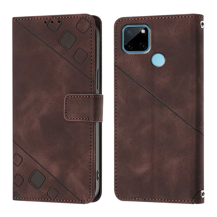 For Realme C21Y Skin-feel Embossed Leather Phone Case
