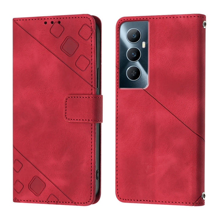 For Realme C65 4G Global Skin-feel Embossed Leather Phone Case
