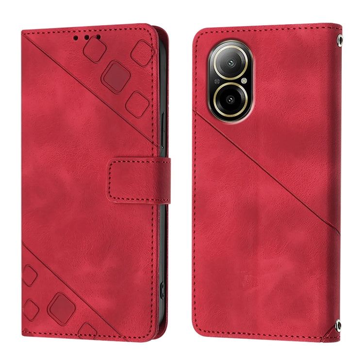For Realme C67 4G Global Skin-feel Embossed Leather Phone Case