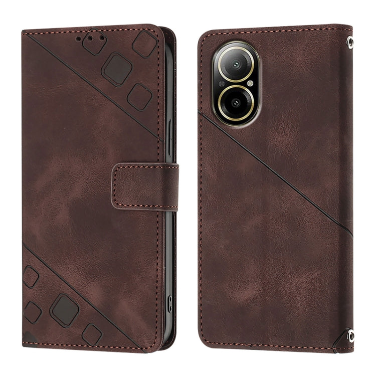 For Realme C67 4G Global Skin-feel Embossed Leather Phone Case