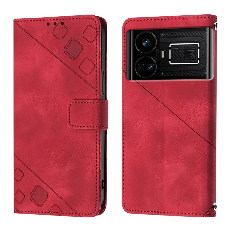 For Realme GT5 240W / Realme GT5 Skin-feel Embossed Leather Phone Case