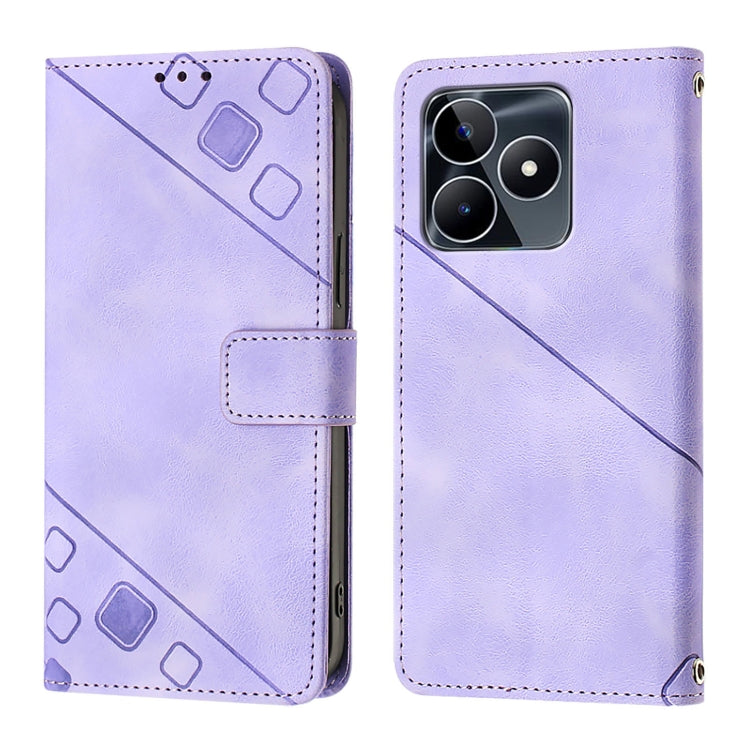 For Realme C53 4G / Narzo N53 4G Global Skin-feel Embossed Leather Phone Case