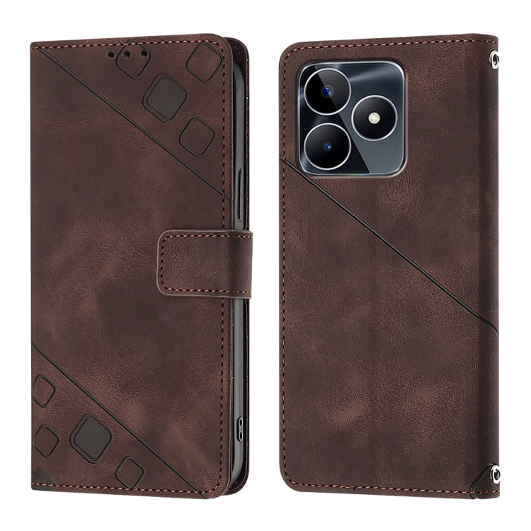 For Realme C53 4G / Narzo N53 4G Global Skin-feel Embossed Leather Phone Case