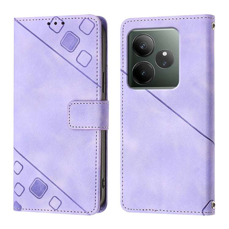 For Realme GT 6 5G Global Skin-feel Embossed Leather Phone Case