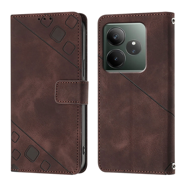 For Realme GT 6 5G Global Skin-feel Embossed Leather Phone Case