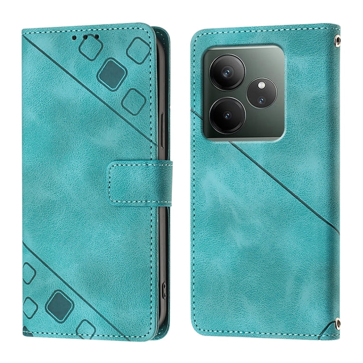 For Realme GT 6T 5G Global Skin-feel Embossed Leather Phone Case