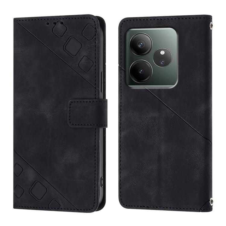 For Realme GT 6T 5G Global Skin-feel Embossed Leather Phone Case