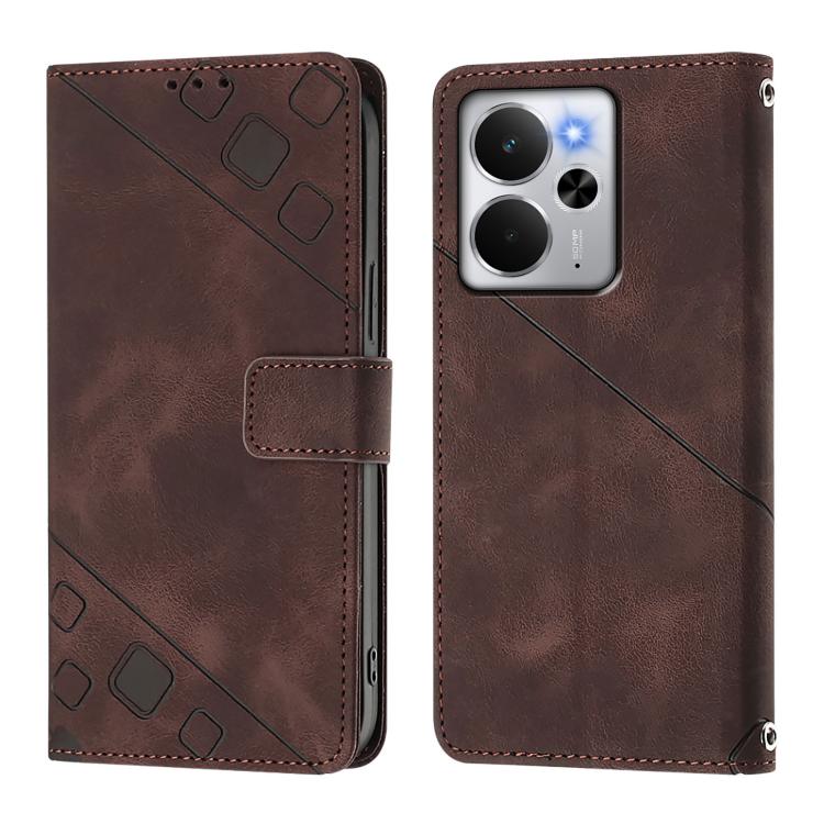 For Realme 14 5G Global / P3 5G India Skin-feel Embossed Leather Phone Case
