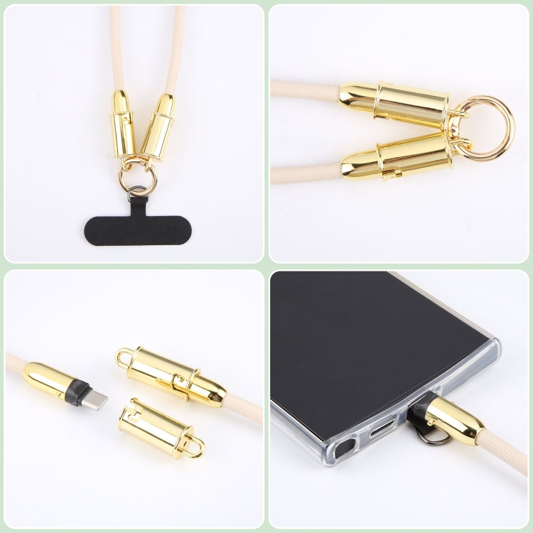 Type-C to Type-C Braid Data Cable Phone Anti-lost Crossbody Lanyard, Length: 1.2m - Khaki