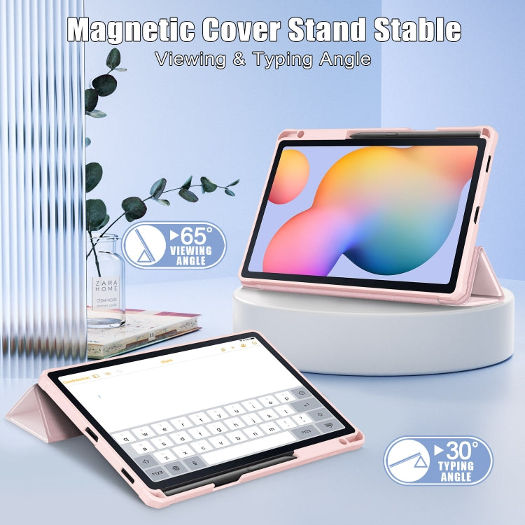 For Samsung Galaxy Tab S6 Lite Acrylic 3-Fold Solid Color Smart Leather Tablet Case