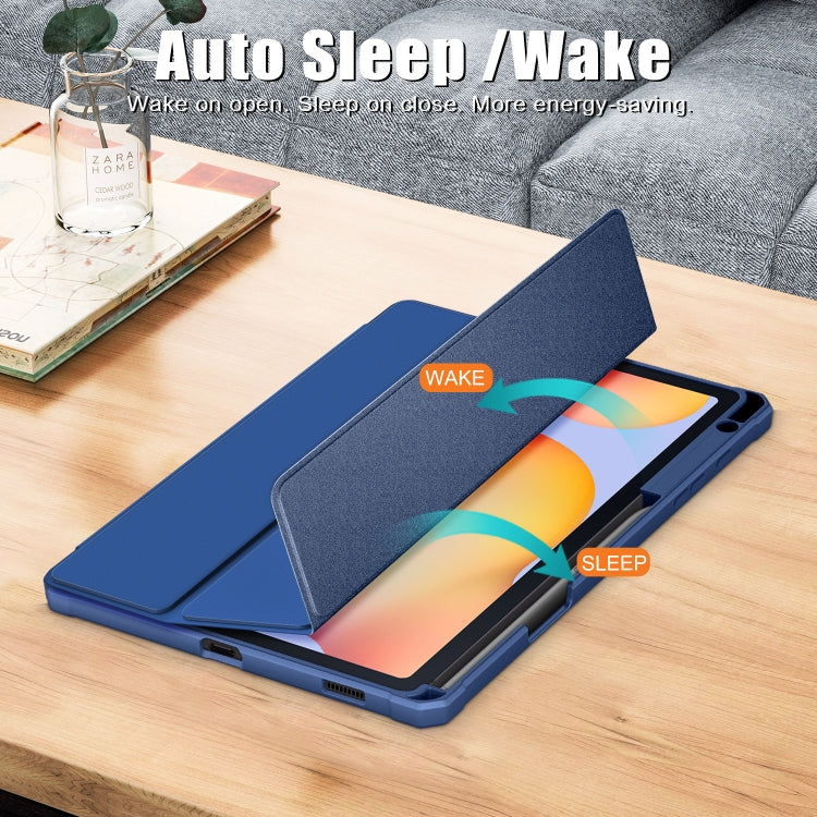 For Samsung Galaxy Tab S6 Lite Acrylic 3-Fold Solid Color Smart Leather Tablet Case