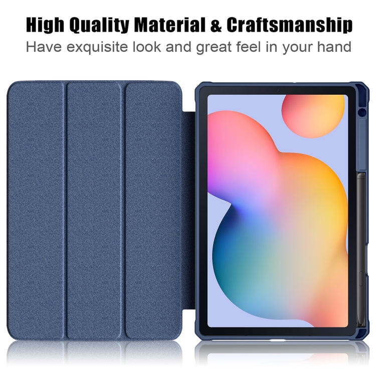 For Samsung Galaxy Tab S6 Lite Acrylic 3-Fold Solid Color Smart Leather Tablet Case