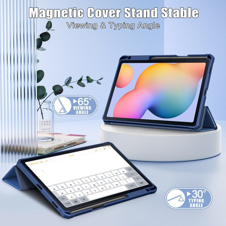 For Samsung Galaxy Tab S6 Lite Acrylic 3-Fold Solid Color Smart Leather Tablet Case