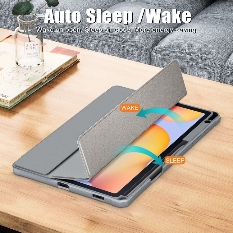 For Samsung Galaxy Tab S6 Lite Acrylic 3-Fold Solid Color Smart Leather Tablet Case