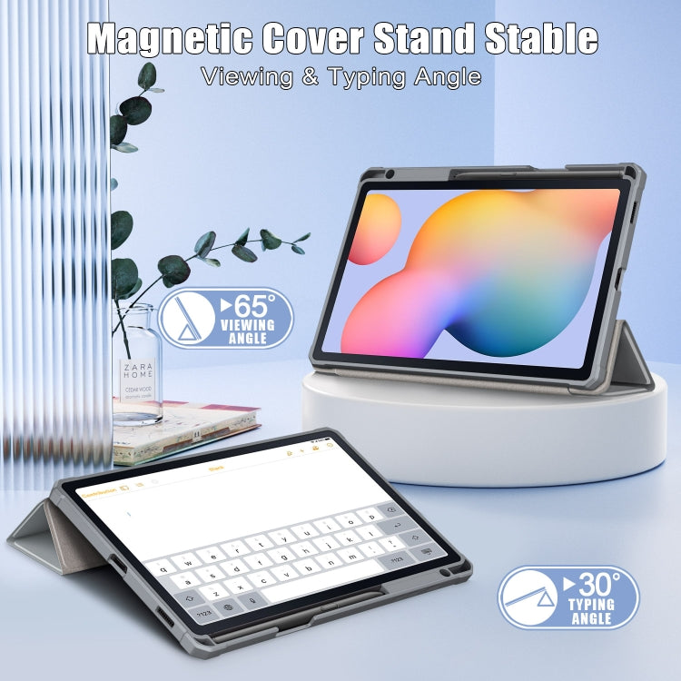 For Samsung Galaxy Tab S6 Lite Acrylic 3-Fold Solid Color Smart Leather Tablet Case