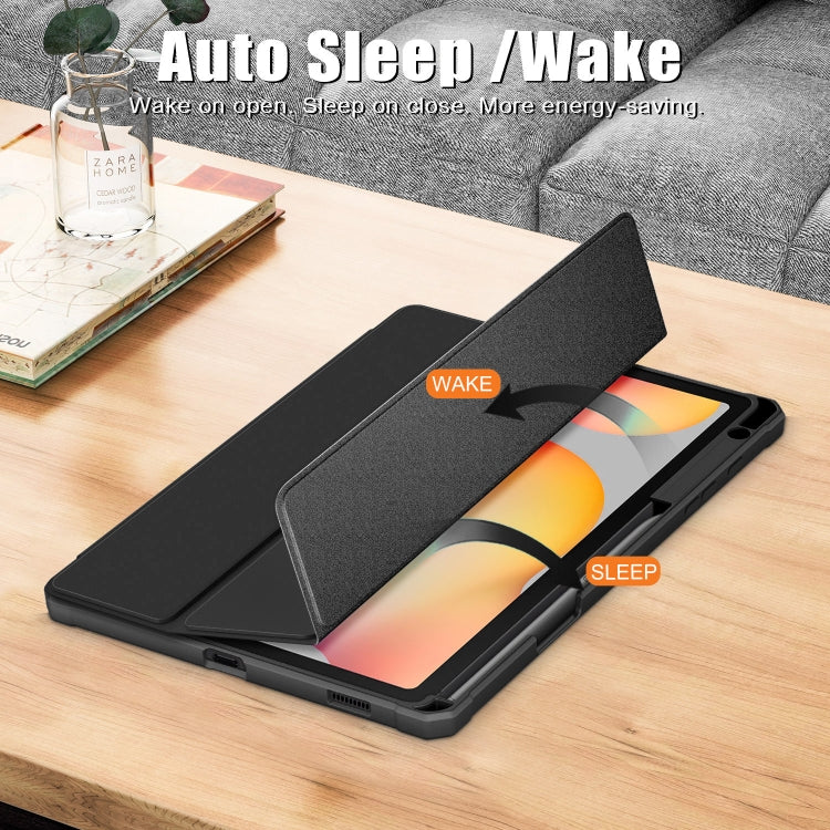 For Samsung Galaxy Tab S6 Lite Acrylic 3-Fold Solid Color Smart Leather Tablet Case