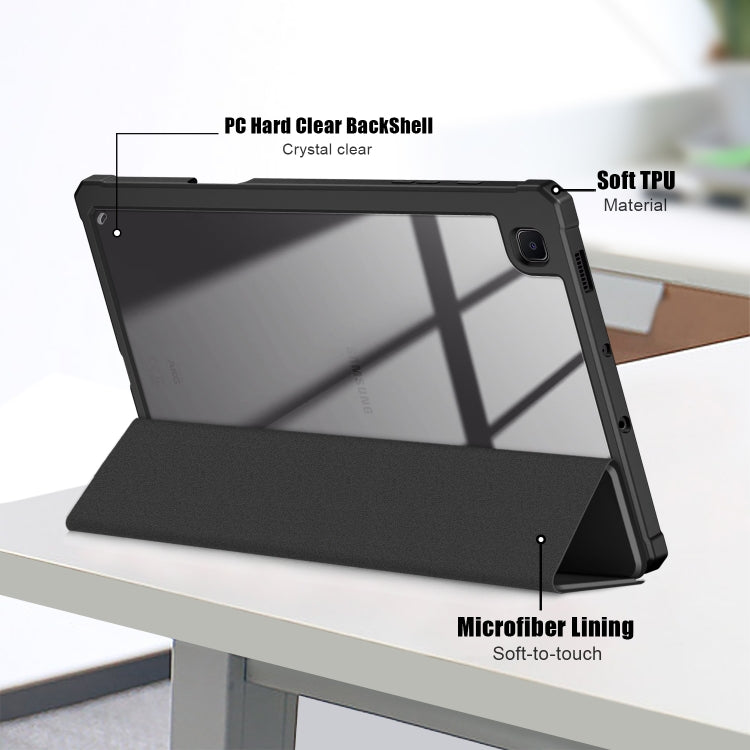 For Samsung Galaxy Tab S6 Lite Acrylic 3-Fold Solid Color Smart Leather Tablet Case