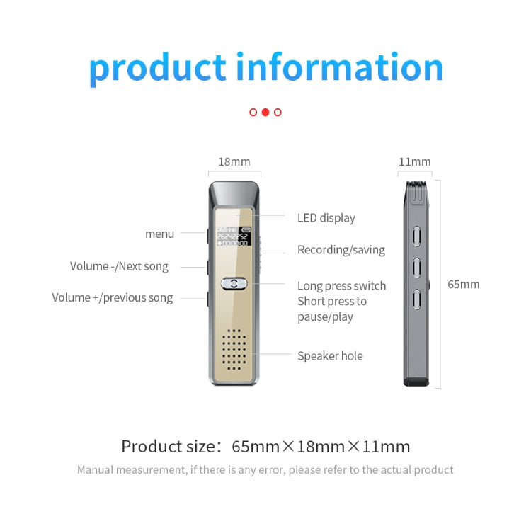 JNN Q7 Mini Portable Voice Recorder with OLED Screen, Memory:32GB
