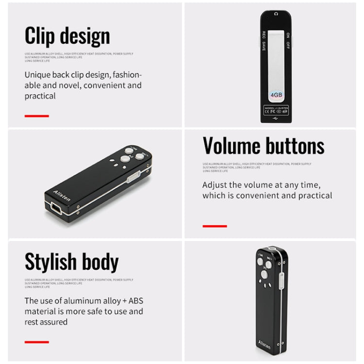 JNN J1 Mini Smart HD Noise Cancelling Voice Recorder, Memory:8GB - Black
