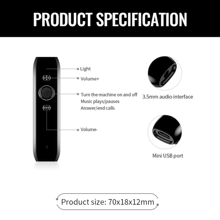 JNN L3 Bluetooth 4.2 Audio Receiver MP3 Player, Memory:4GB - Black