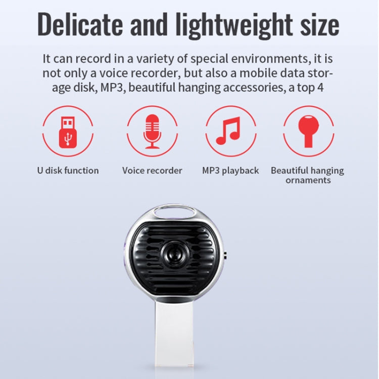 JNN S13 Zinc Alloy U-disk Voice Recorder, Memory:4GB - Silver