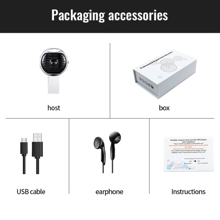 JNN S13 Zinc Alloy U-disk Voice Recorder, Memory:16GB - Silver