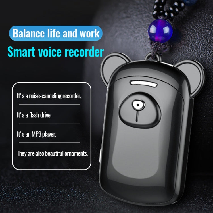 JNN Q6 Bear Smart Noise Cancelling Voice Recorder, Memory:16GB - Black