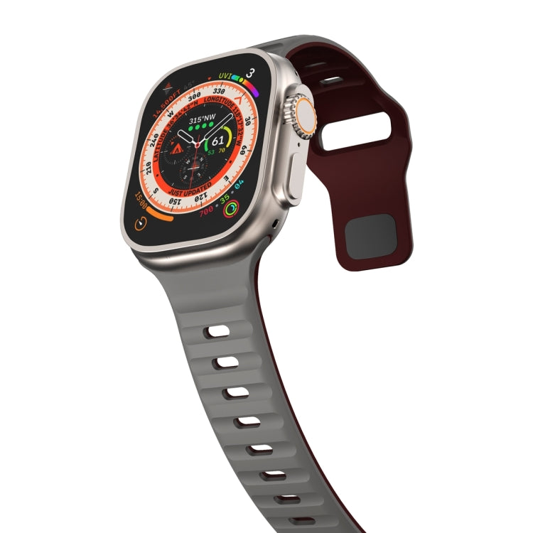 For Apple Watch Series 9 45mm Wave Texture Reverse Buckle Silicone Watch Band