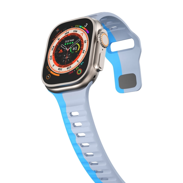 For Apple Watch Series 9 45mm Wave Texture Reverse Buckle Silicone Watch Band