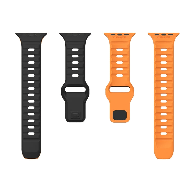For Apple Watch Series 8 45mm Wave Texture Reverse Buckle Silicone Watch Band