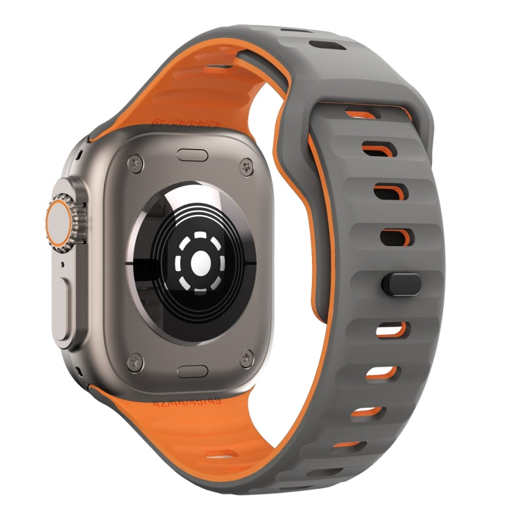 For Apple Watch Series 8 45mm Wave Texture Reverse Buckle Silicone Watch Band