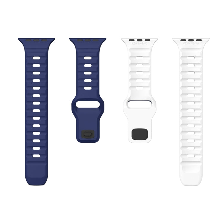For Apple Watch Series 8 45mm Wave Texture Reverse Buckle Silicone Watch Band