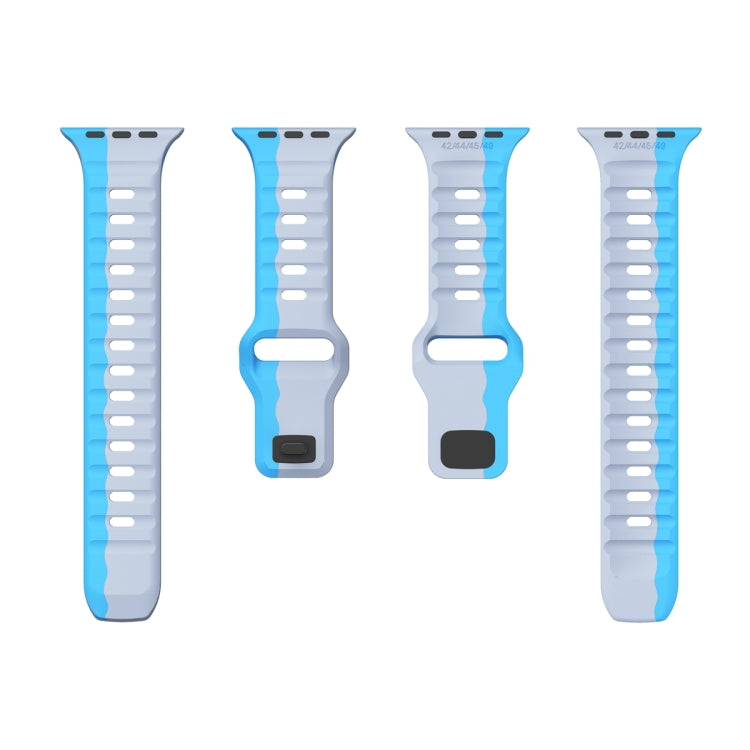For Apple Watch Series 7 45mm Wave Texture Reverse Buckle Silicone Watch Band